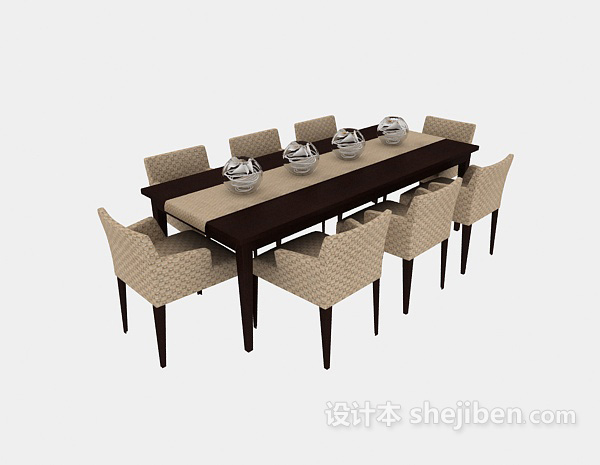 家庭简约餐桌3d模型下载