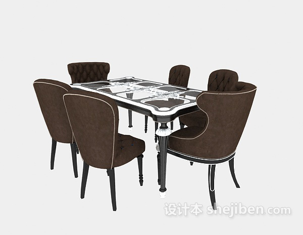 免费欧式  餐桌椅3d模型下载