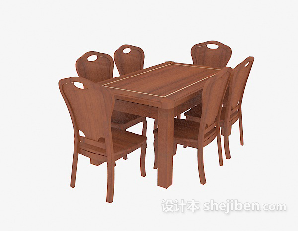 简约桌椅组合3d模型下载
