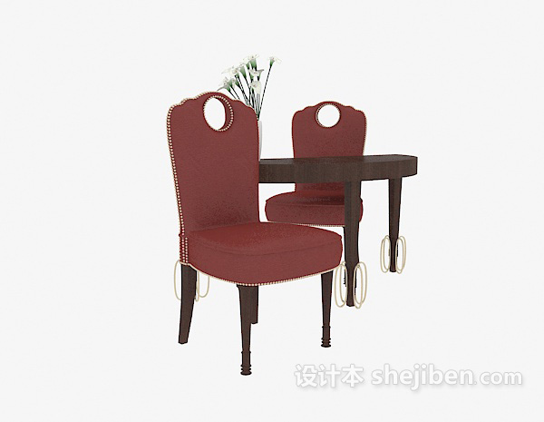 其它休闲木质桌椅组合3d模型下载