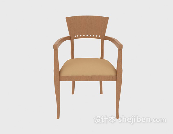 现代风格木质扶手家居椅3d模型下载