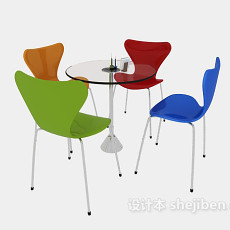 现代玻璃休闲桌椅组合3d模型下载