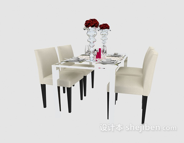 免费现代家居餐桌椅3d模型下载