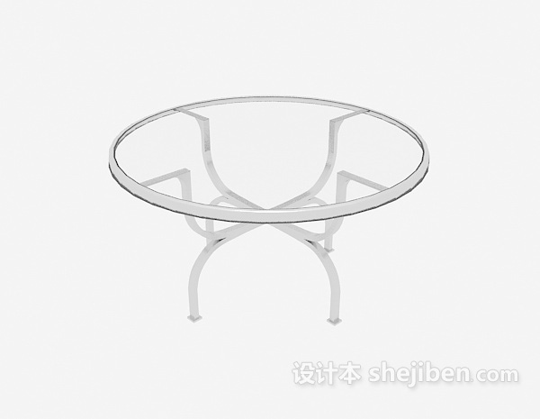 现代风格玻璃圆形茶几3d模型下载