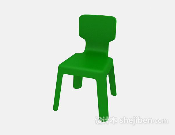 免费绿色儿童椅子3d模型下载