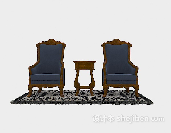 欧式风格欧式精美休闲椅3d模型下载
