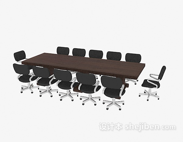 免费办公室会议桌3d模型下载