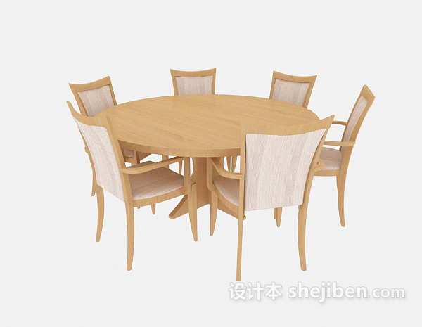 现代风格现代木质桌椅3d模型下载