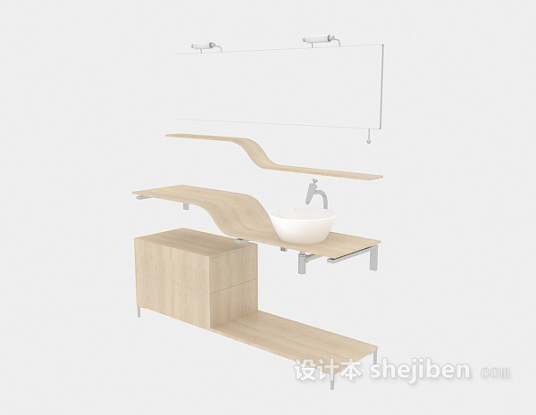 灰色木质浴柜3d模型下载