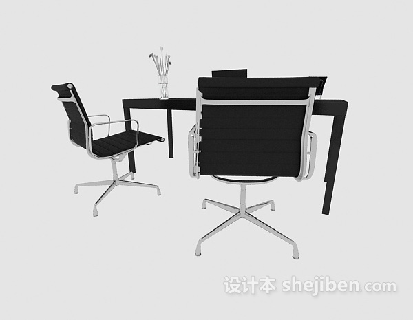 简洁办公桌椅3d模型下载