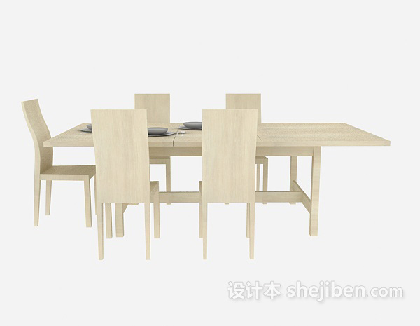 田园风格田园风格桌椅组合3d模型下载