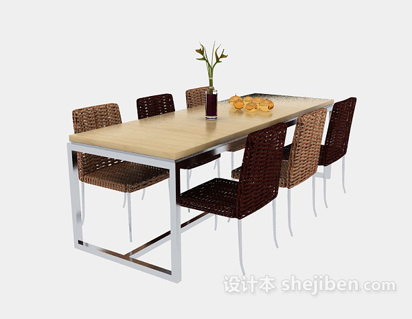 现代风格简约创意桌椅组合3d模型下载