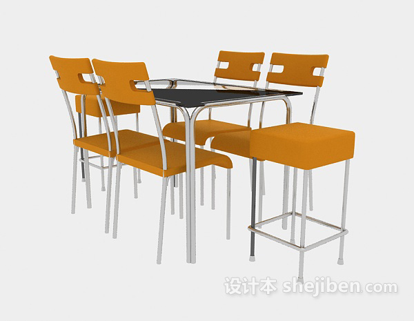 免费时尚餐桌餐椅3d模型下载