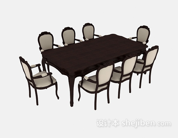 免费美式简洁家居餐桌3d模型下载