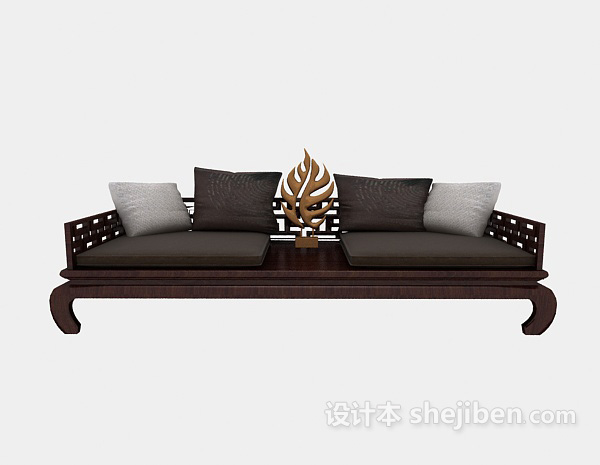 中式风格中式木质罗汉床3d模型下载