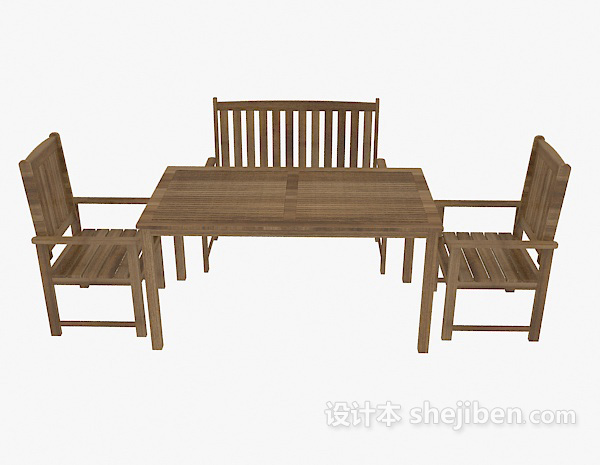 中式风格中式实木桌椅组合3d模型下载