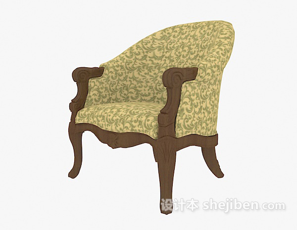 欧式碎花图案休闲椅3d模型下载