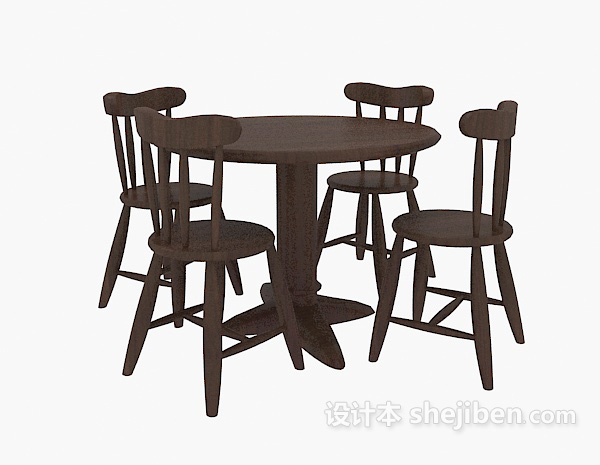 免费实木休闲桌椅3d模型下载