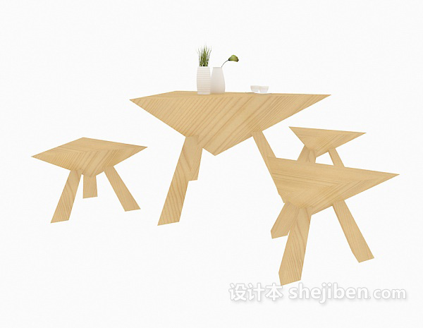 免费创意个性餐桌餐椅3d模型下载
