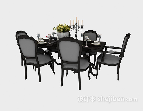 其它美式餐桌、餐椅3d模型下载