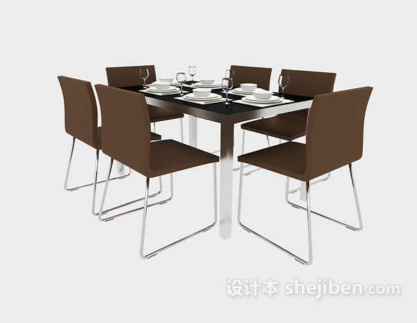 现代家居桌椅组合3d模型下载