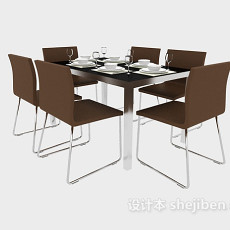 现代家居桌椅组合3d模型下载