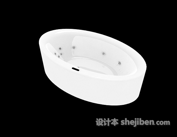 免费圆形白色浴缸3d模型下载