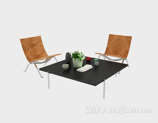现代风格简约会晤桌椅组合3d模型下载