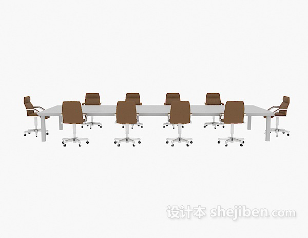 现代风格现代会议桌椅3d模型下载