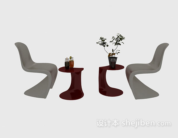 现代风格简约个性桌椅组合3d模型下载