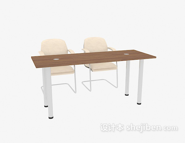 免费现代办公室桌椅3d模型下载