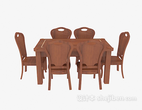 田园风格简约桌椅组合3d模型下载