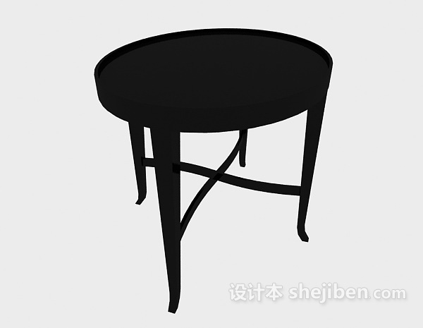 黑色实木边桌3d模型下载