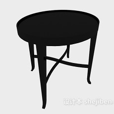黑色实木边桌3d模型下载
