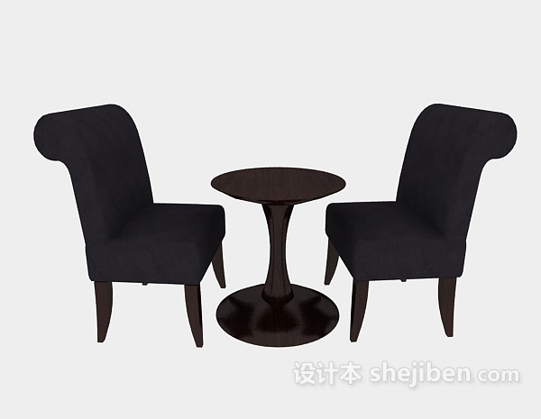 欧式风格两人茶桌椅组合3d模型下载