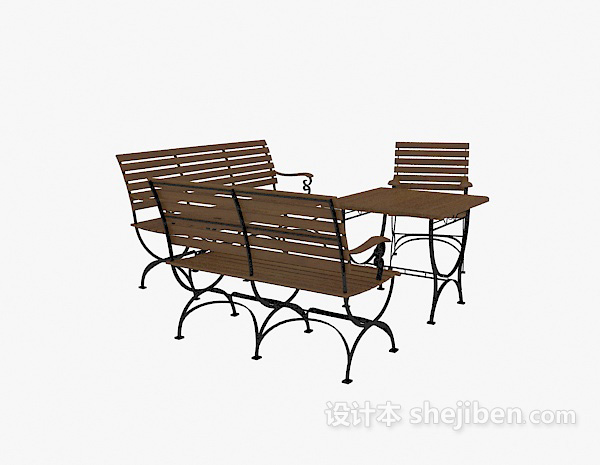 免费铁艺公园桌椅组合3d模型下载
