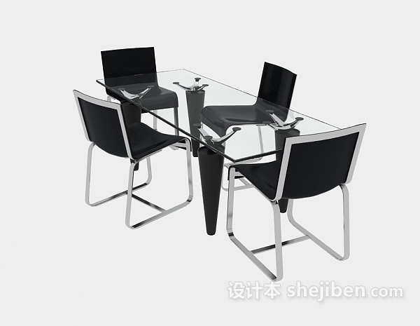 免费小型办公会议桌椅3d模型下载