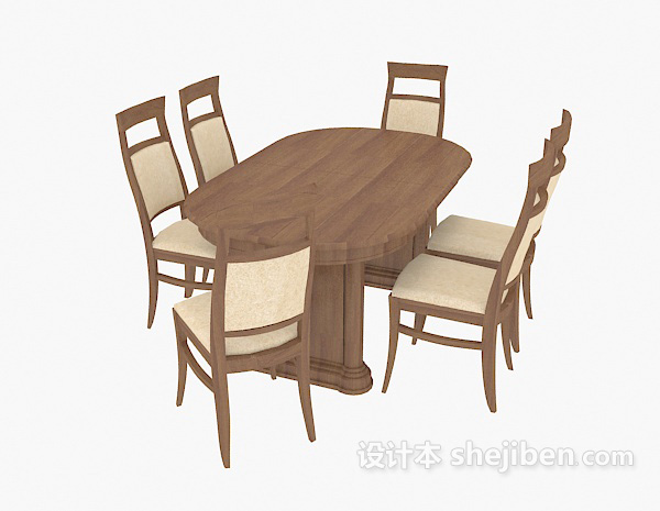 现代风格椭圆桌椅组合3d模型下载