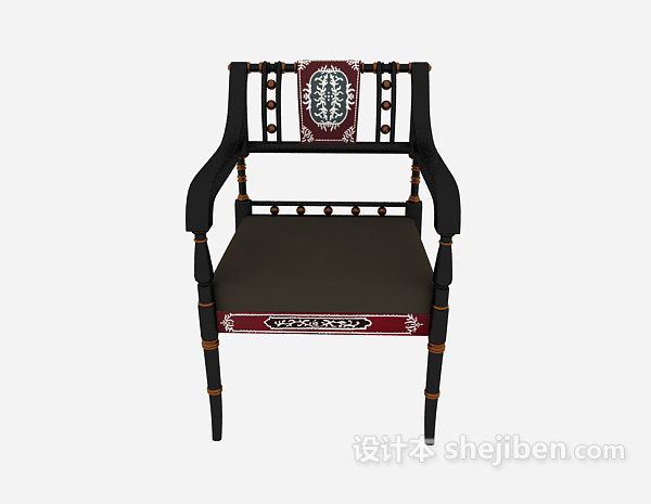 东南亚风格时尚扶手休闲椅3d模型下载