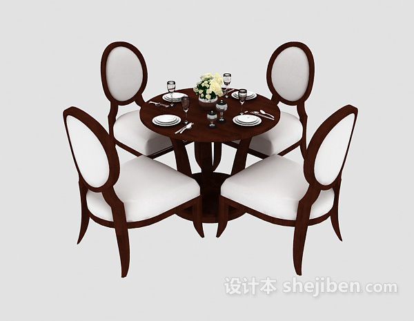 欧式风格欧式圆 餐桌3d模型下载