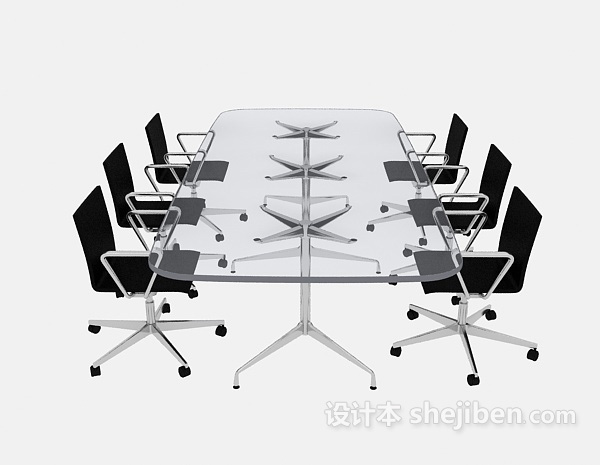 现代风格现代玻璃会议桌椅3d模型下载