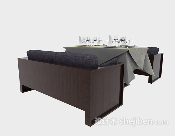 餐厅木质桌椅3d模型下载