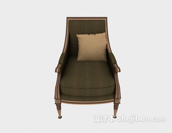 欧式风格欧式棕色单人沙发3d模型下载