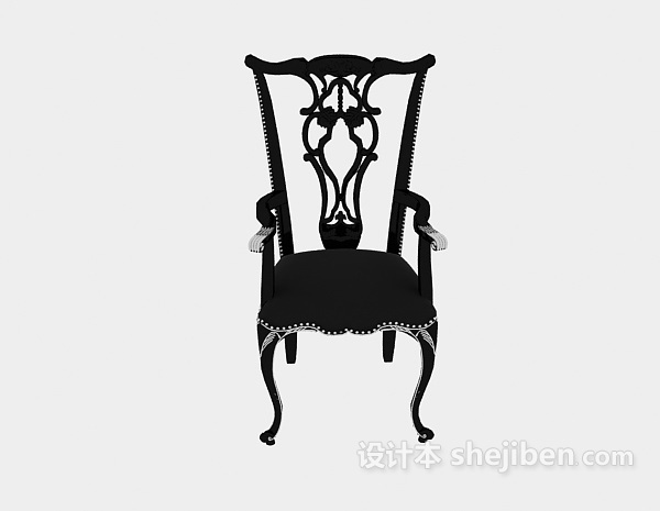 欧式风格欧式黑色扶手椅3d模型下载