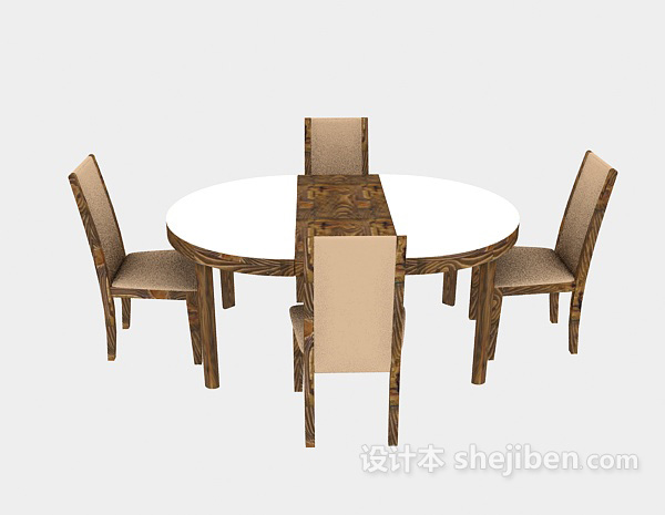 其它美式实木家居餐桌3d模型下载