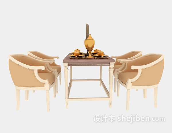 地中海风格精致餐桌餐椅3d模型下载