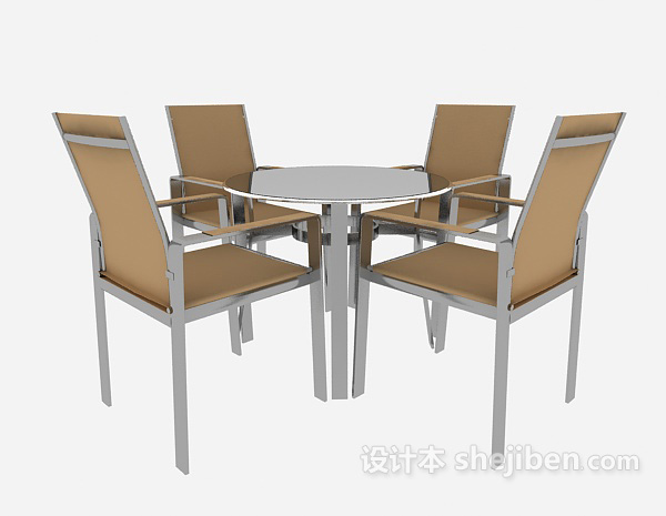 实木简约桌椅组合3d模型下载