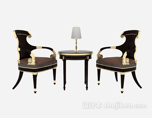 欧式风格欧式精美单人沙发3d模型下载