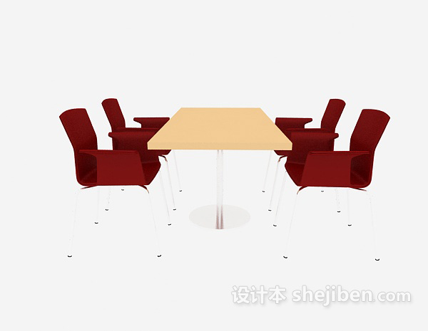 现代风格小型会议桌椅3d模型下载