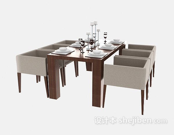 免费现代简易餐桌3d模型下载